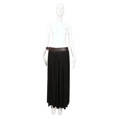 1990's JEAN PAUL GAULTIER black semi-sheer wrap maxi skirt with leather belt