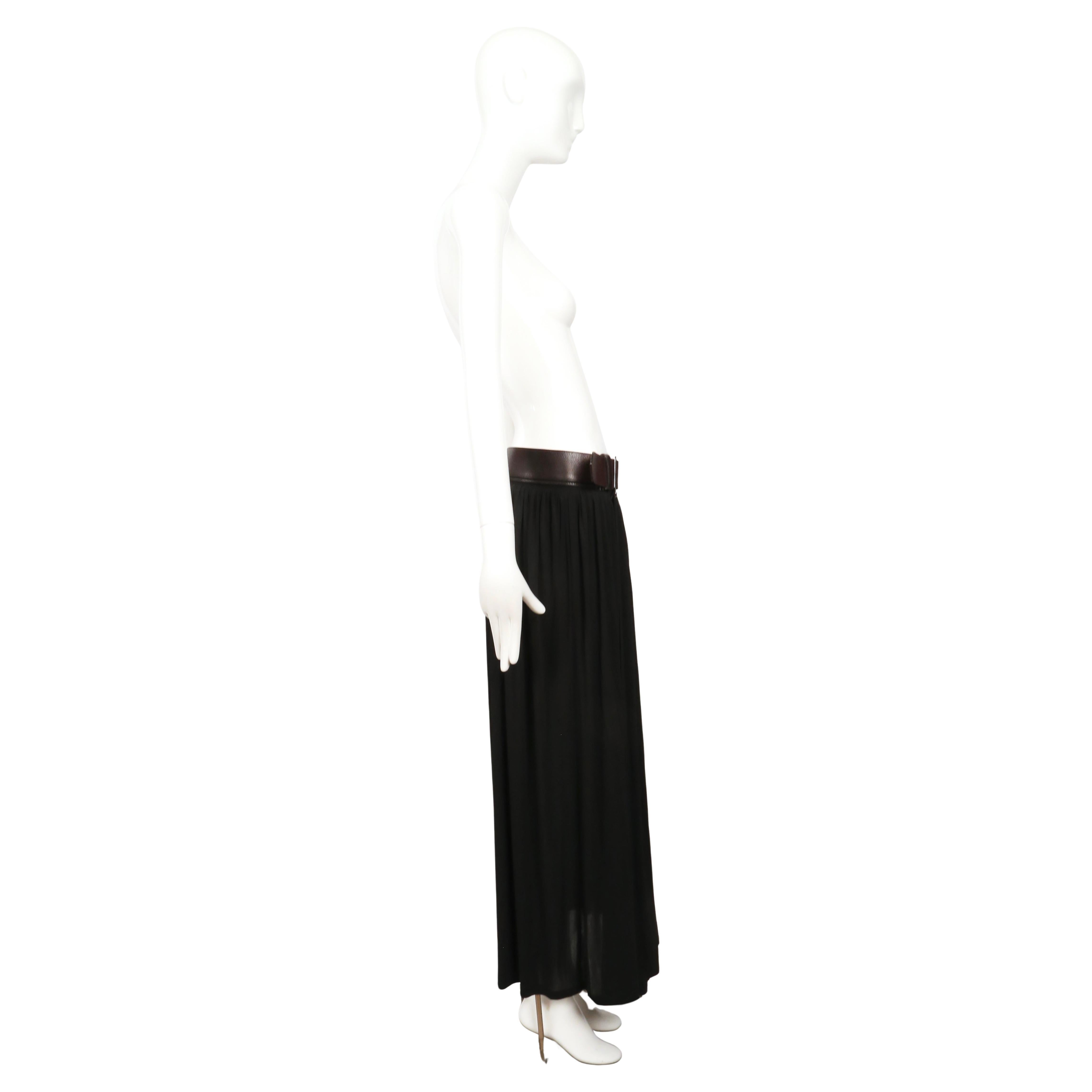 1990's JEAN PAUL GAULTIER black semi-sheer wrap maxi skirt with leather belt Negro en venta