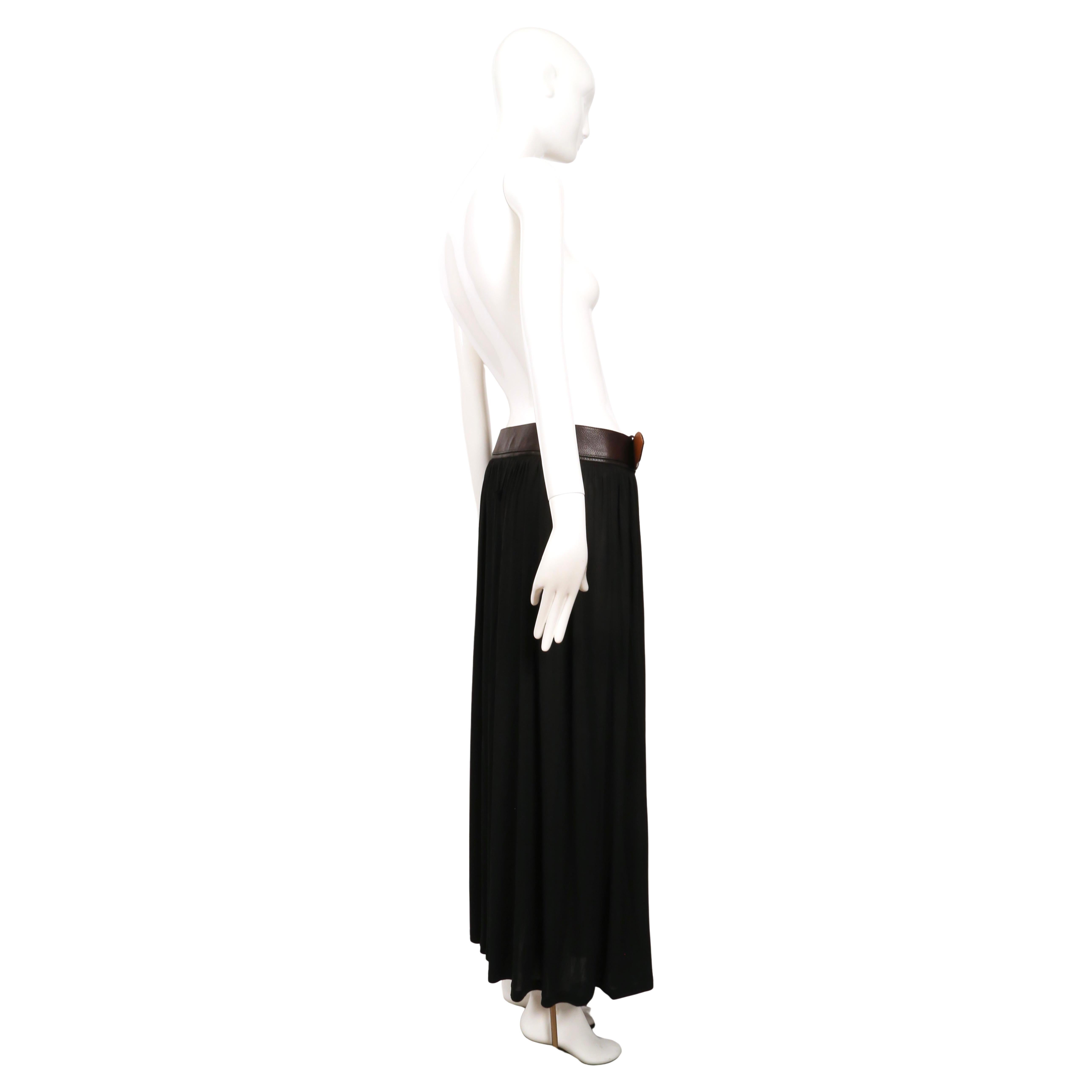 1990's JEAN PAUL GAULTIER black semi-sheer wrap maxi skirt with leather belt en Bueno estado para la venta en San Fransisco, CA