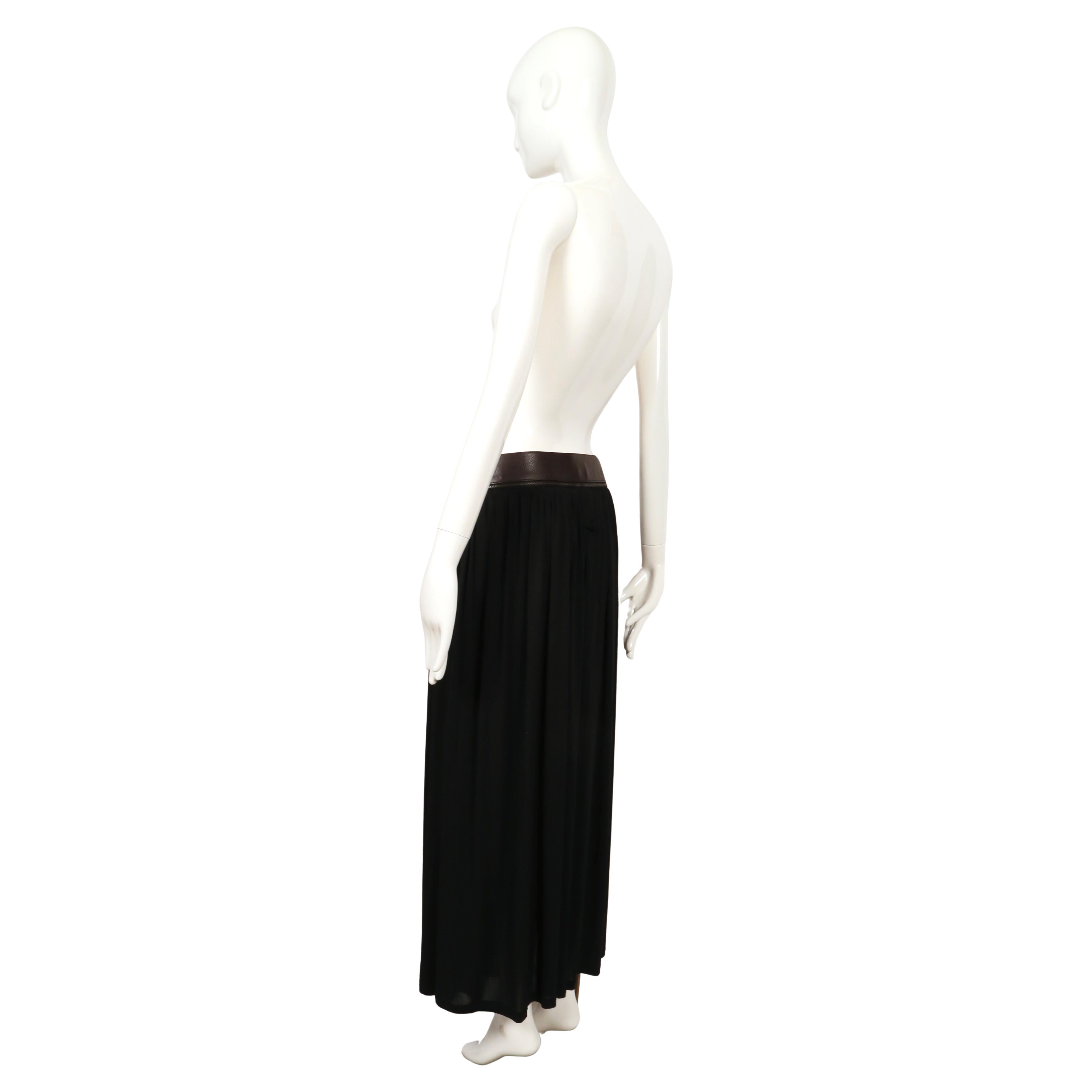 1990's JEAN PAUL GAULTIER black semi-sheer wrap maxi skirt with leather belt en venta 2
