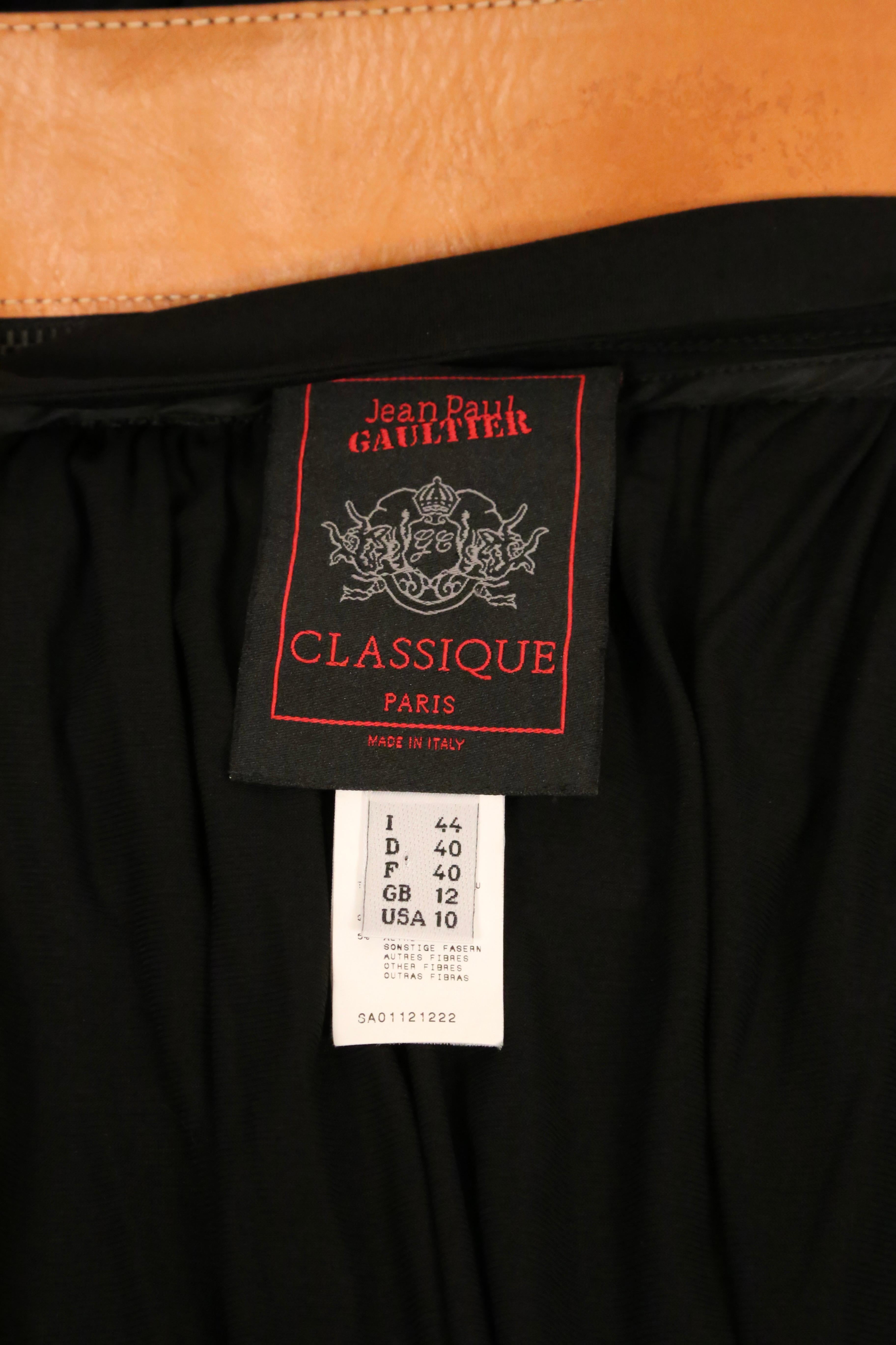 1990's JEAN PAUL GAULTIER black semi-sheer wrap maxi skirt with leather belt en venta 4