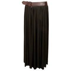 1990's JEAN PAUL GAULTIER black semi-sheer wrap maxi skirt with leather belt