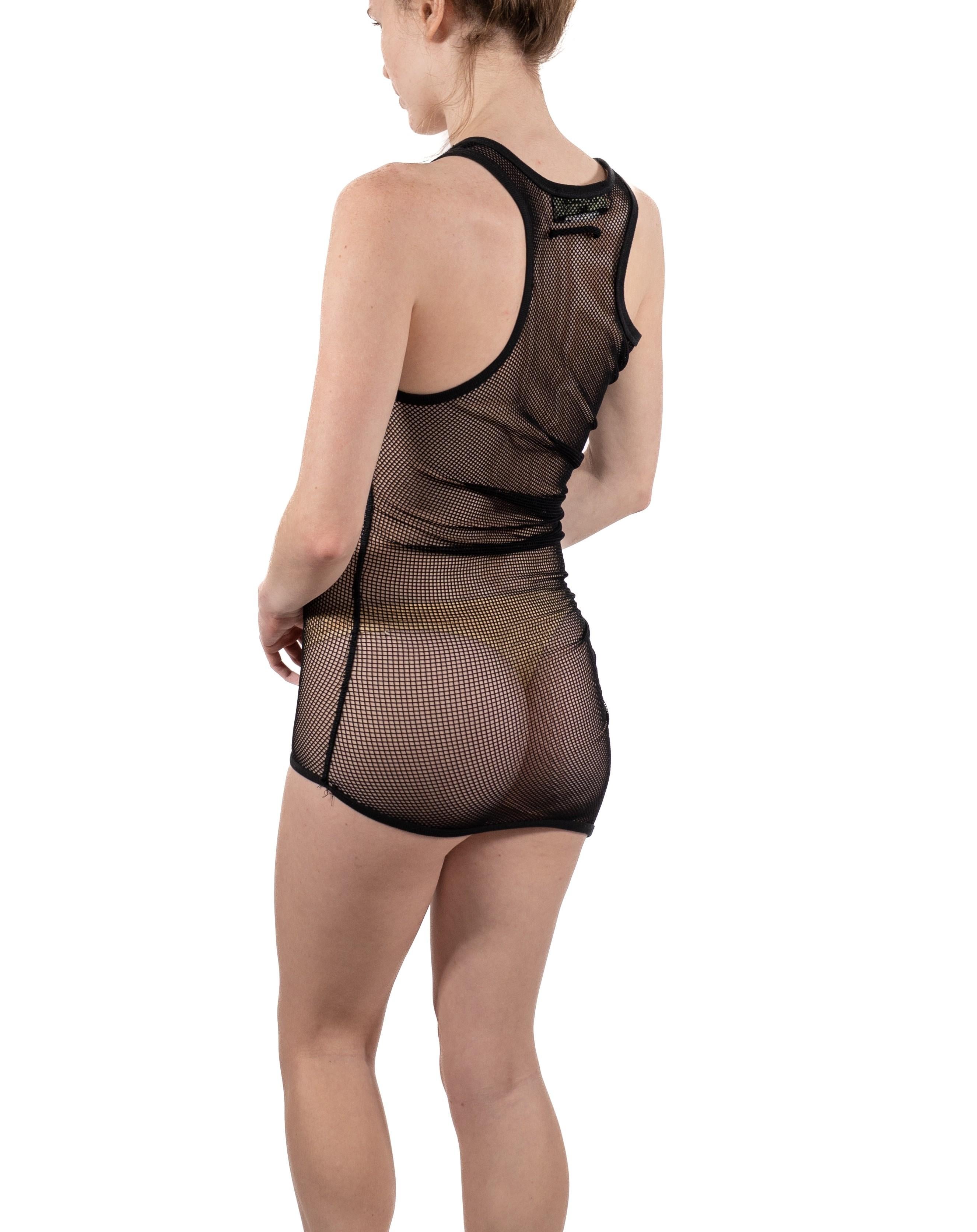 1990S Jean Paul Gaultier Black Sheer Stretch Net Draped Mini Dress Bon état - En vente à New York, NY