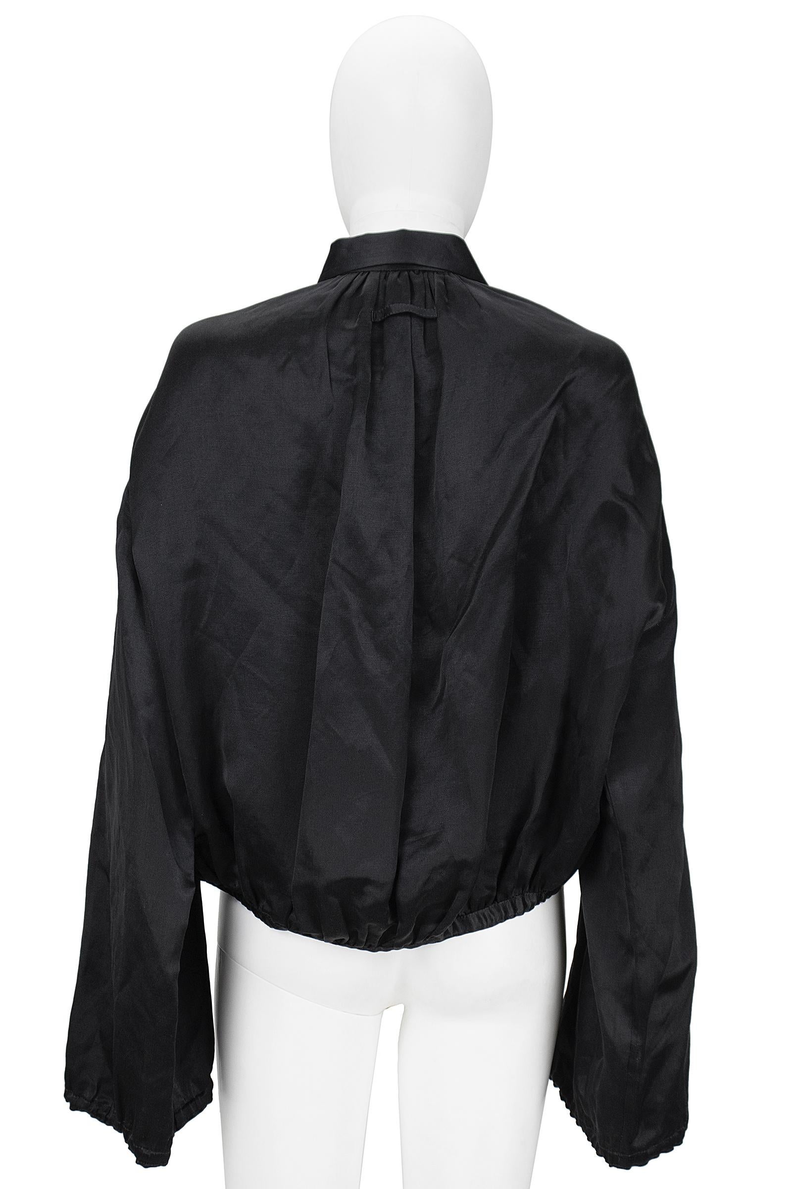 Women's 1990s Jean Paul Gaultier Black Silk Crop Bomber Jacket