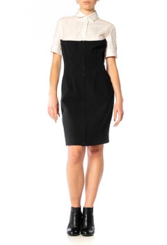 1990S JEAN PAUL GAULTIER Black & White Stretch Body-Con Dress With Detachable S