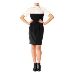 1990S JEAN PAUL GAULTIER Black & White Stretch Body-Con Dress With Detachable S