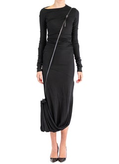 1990S JEAN PAUL GAULTIER Black Wool Blend Knit Dress With Draped Sash