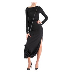 Jean-Paul Gaultier - Robe en maille de laine noire avec ceinture drapée, années 1990