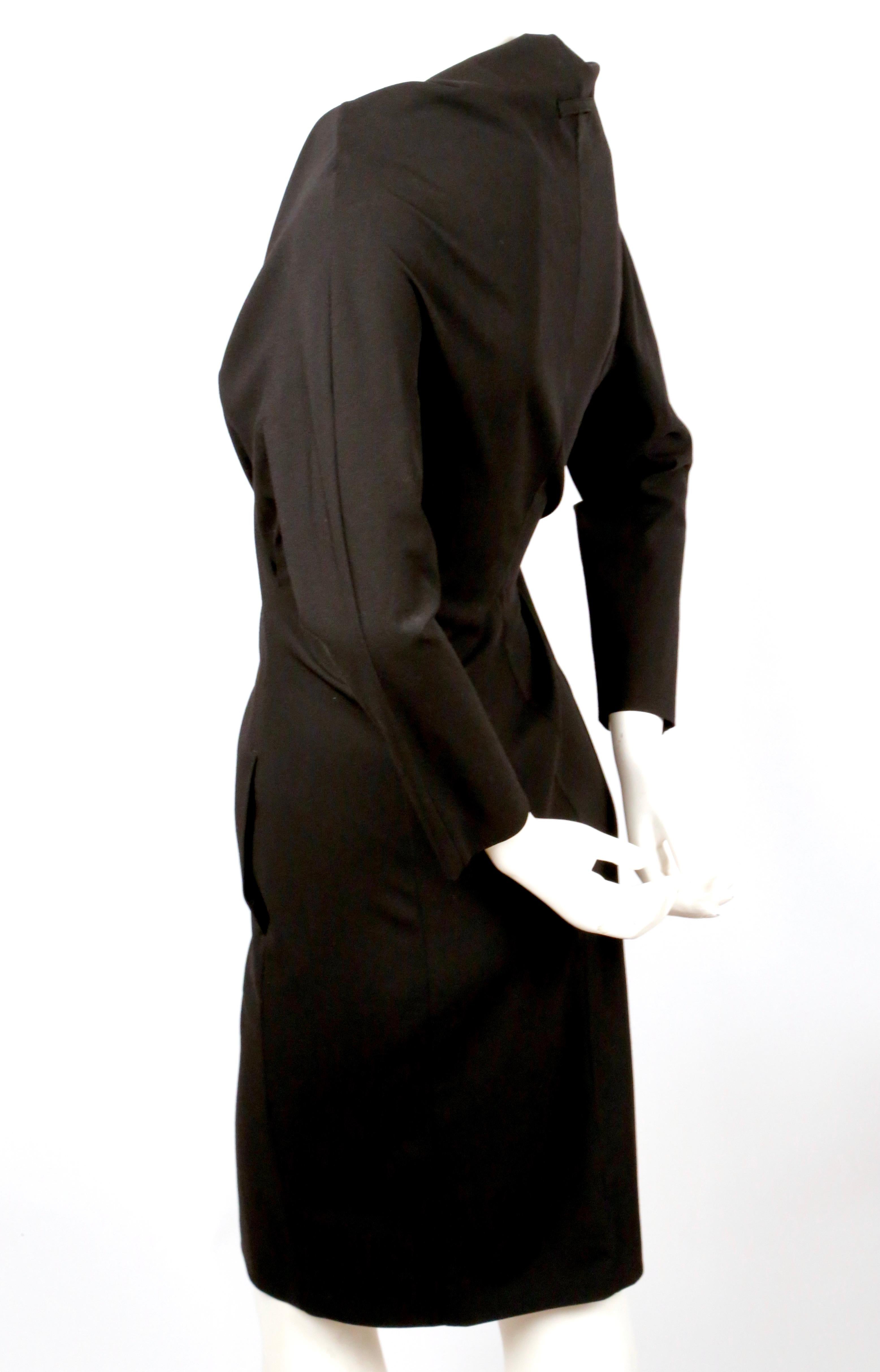 1990's JEAN PAUL GAULTIER black wrap dress with raised neckline In Excellent Condition For Sale In San Fransisco, CA