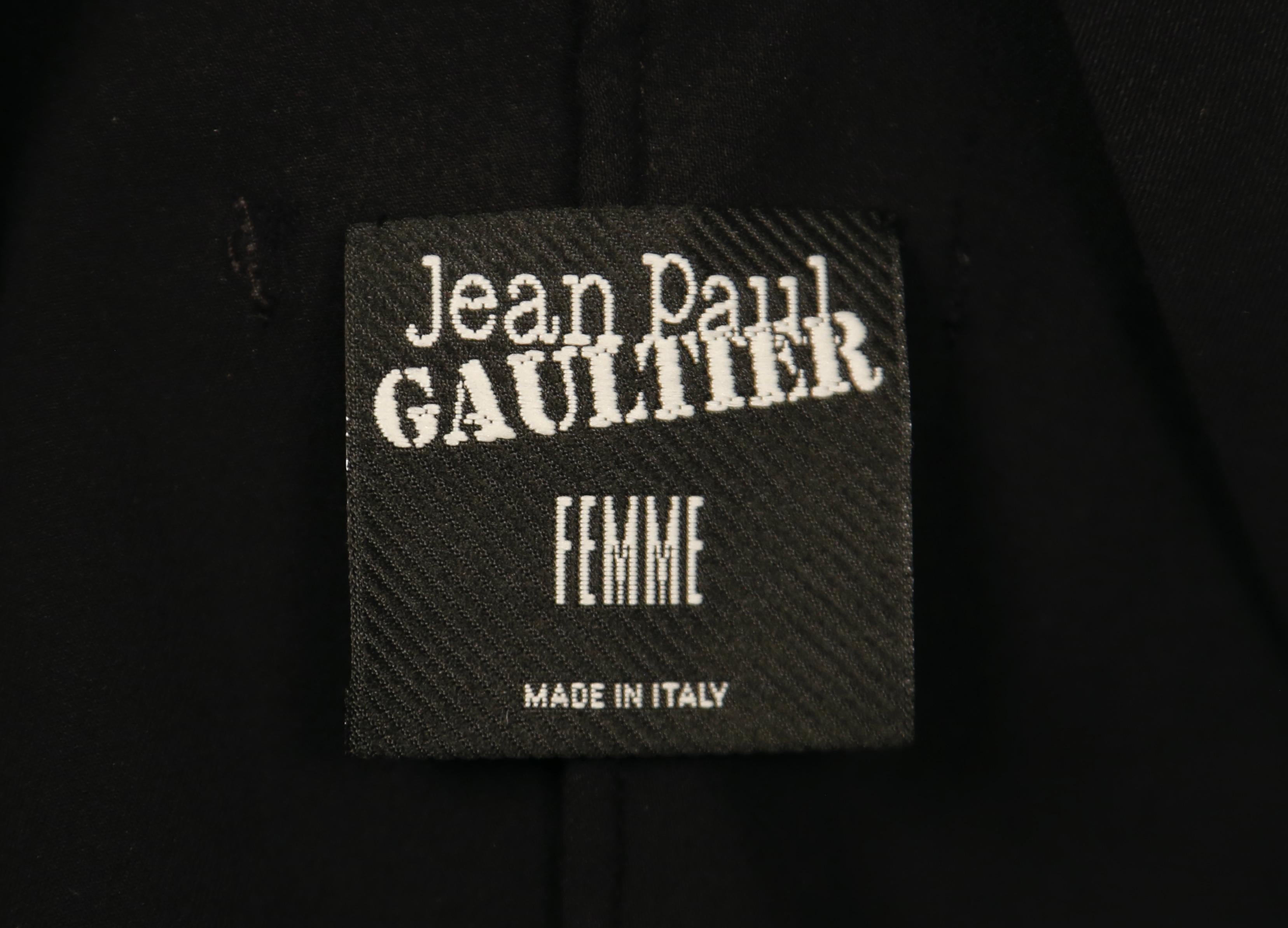 1990's JEAN PAUL GAULTIER black wrap dress with raised neckline For Sale 1