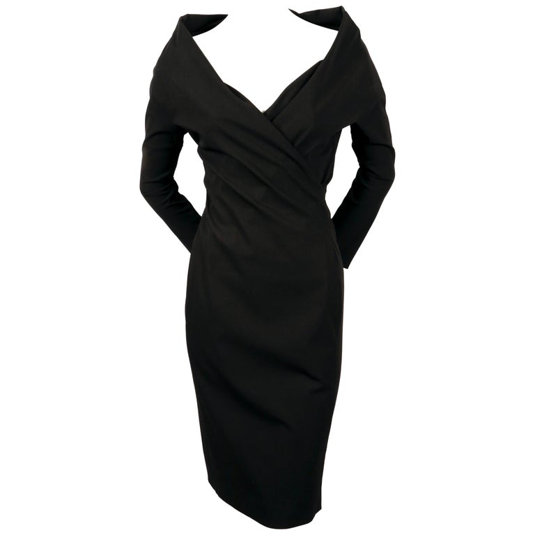1990's JEAN PAUL GAULTIER black wrap dress with raised neckline For Sale at  1stDibs