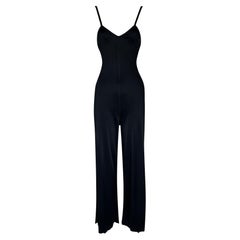 1990's Jean Paul Gaultier Bodycon Knit Black Wide Leg Jumpsuit