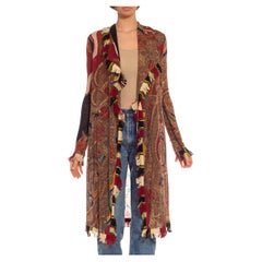 1990S JEAN PAUL GAULTIER Burgundy Multi  Wool Blend Psychedelic Cardigan