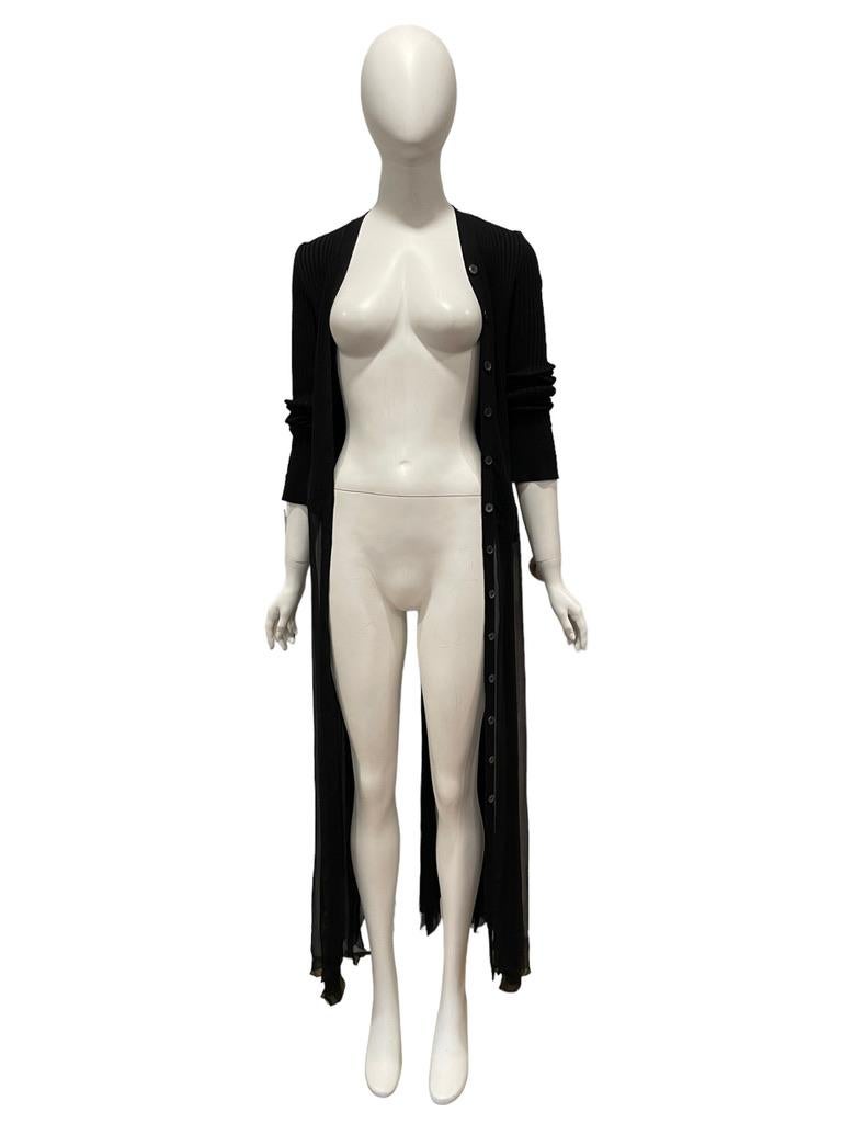 1990 Jean Paul Gaultier button down long sleeve sweater / sheer shirtdress
noir
buste 24