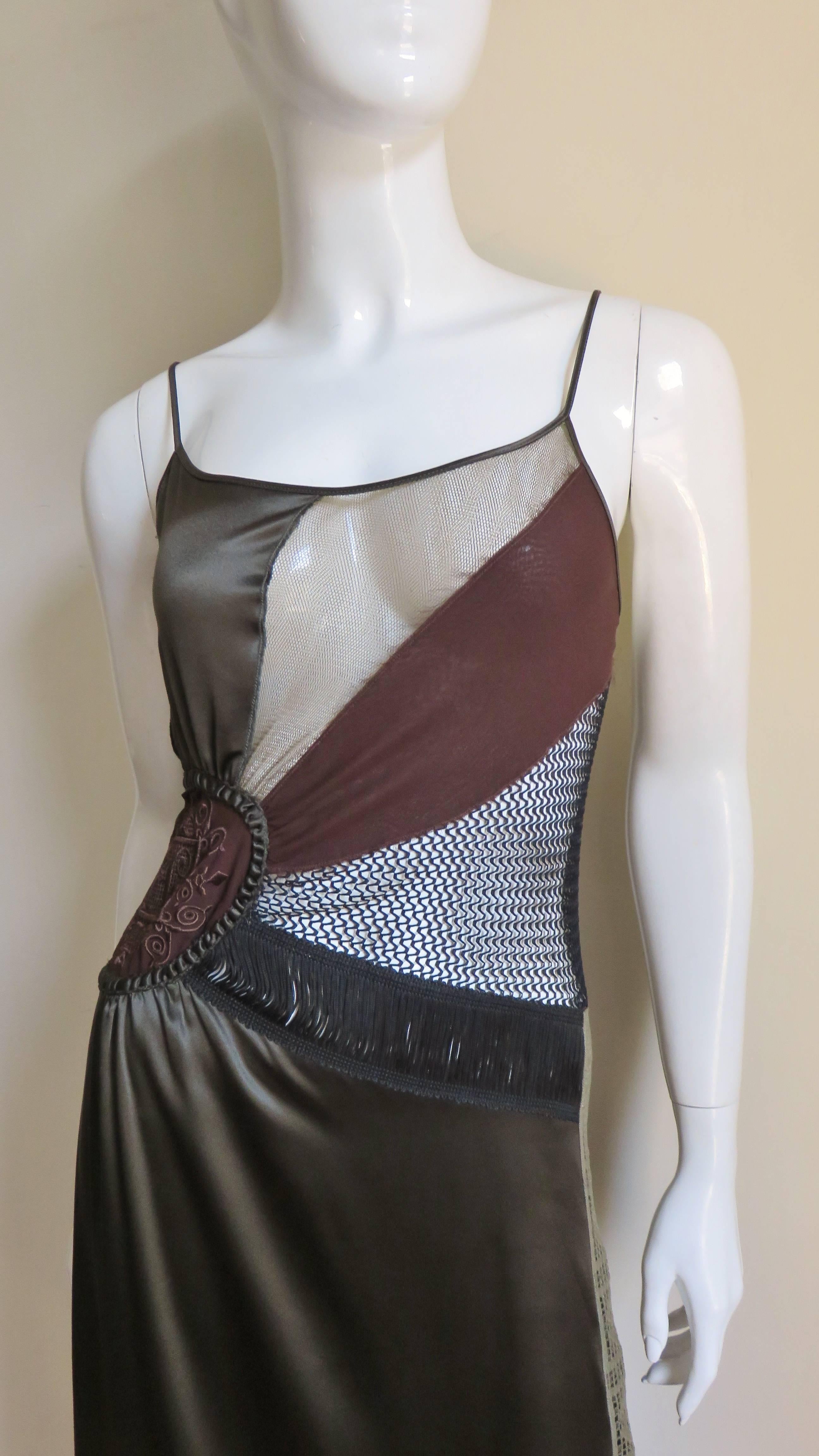 Black Jean Paul Gaultier Color Block Dress with Sheer Panels