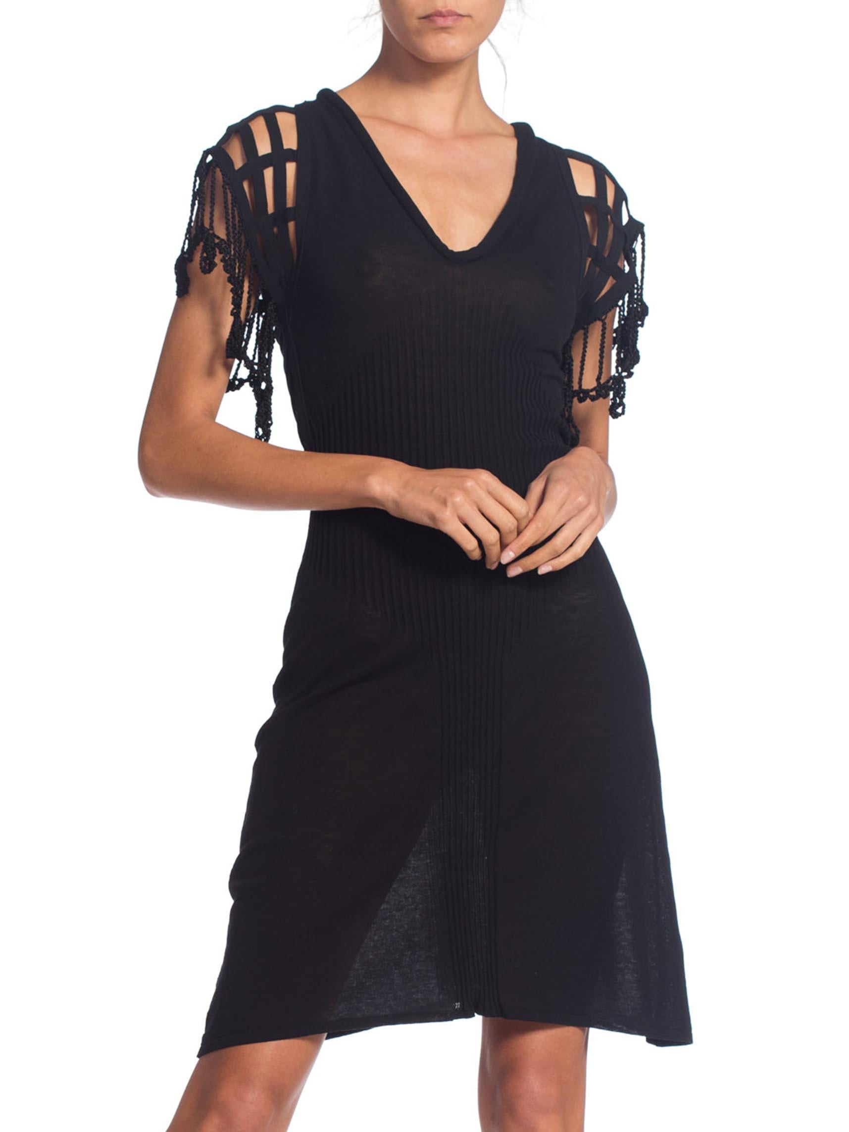 Women's 1990S JEAN PAUL GAULTIER Black Cotton Knit Dress With Corset Boning Inspired Sl