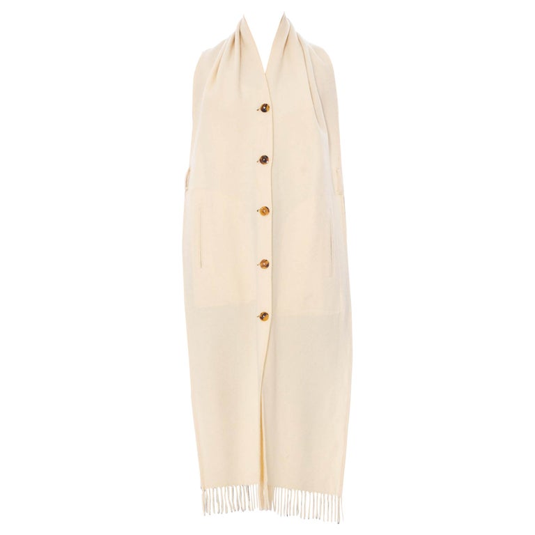 1990S JEAN PAUL GAULTIER Cream Wool Button Front Scarf Top For Sale at ...
