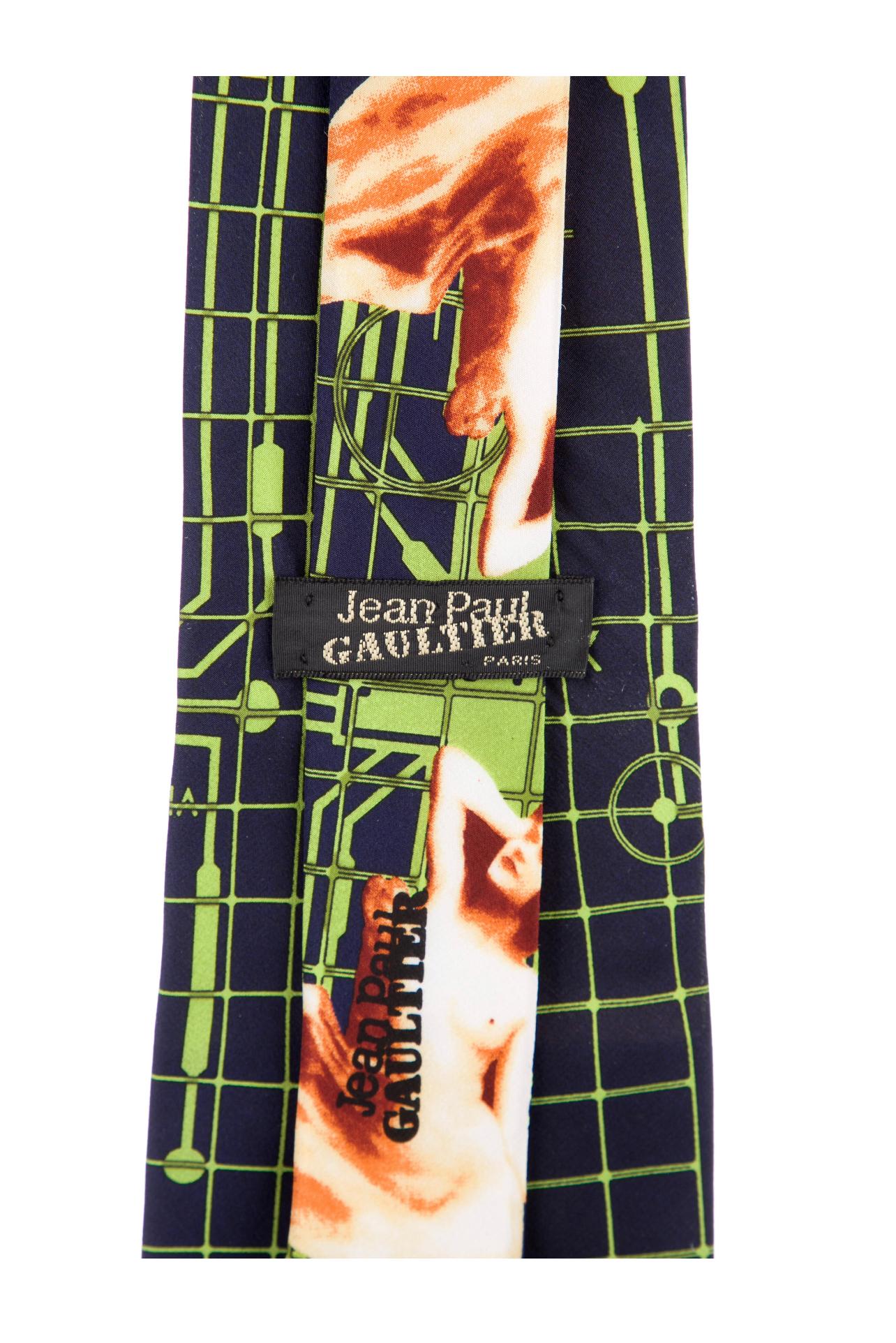 Beige Jean Paul Gaultier - Cravate épinglée imprimée Cyber des années 1990