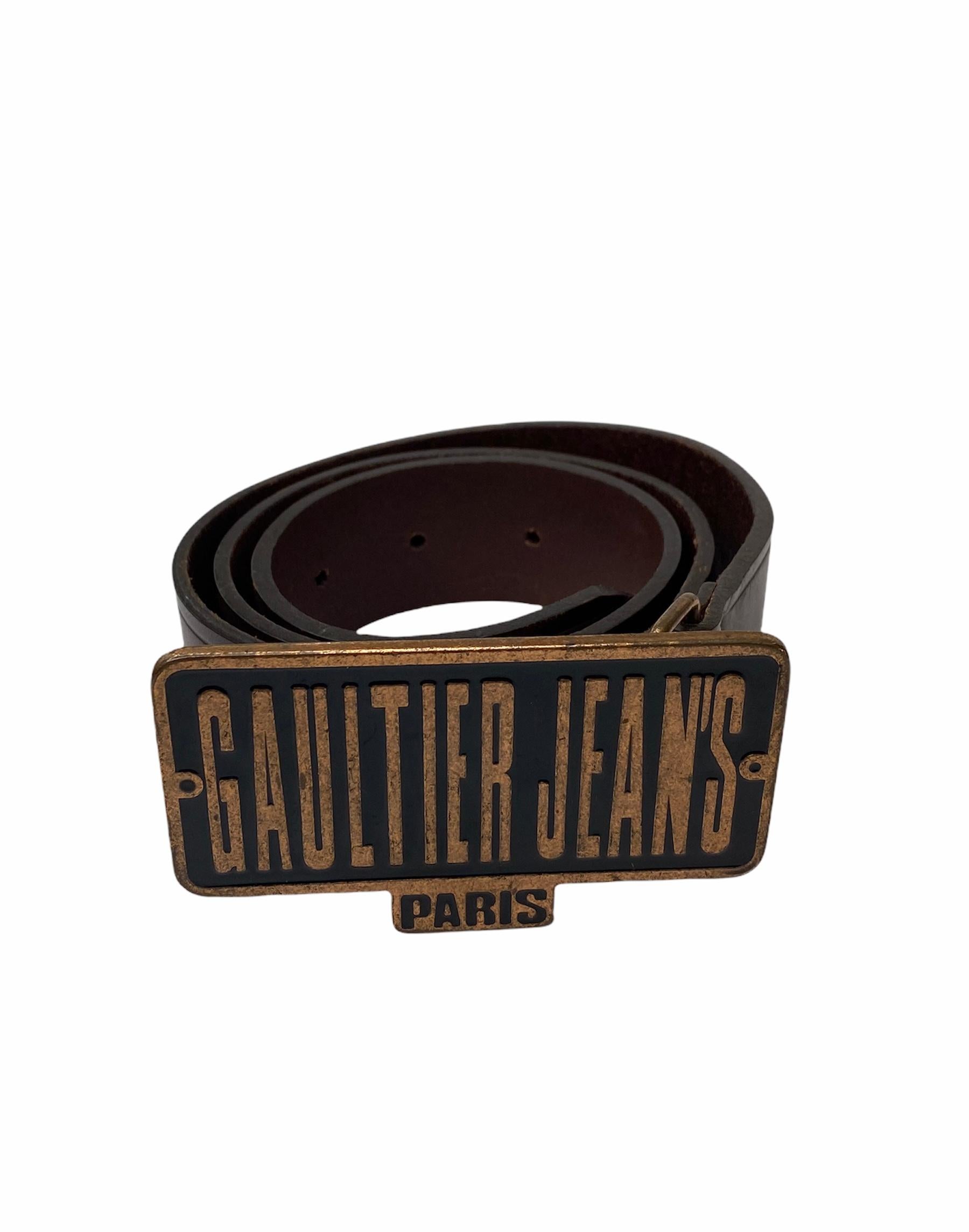 1990S JEAN PAUL GAULTIER Dark Chocolate Brown Bronze Leather Belt 3