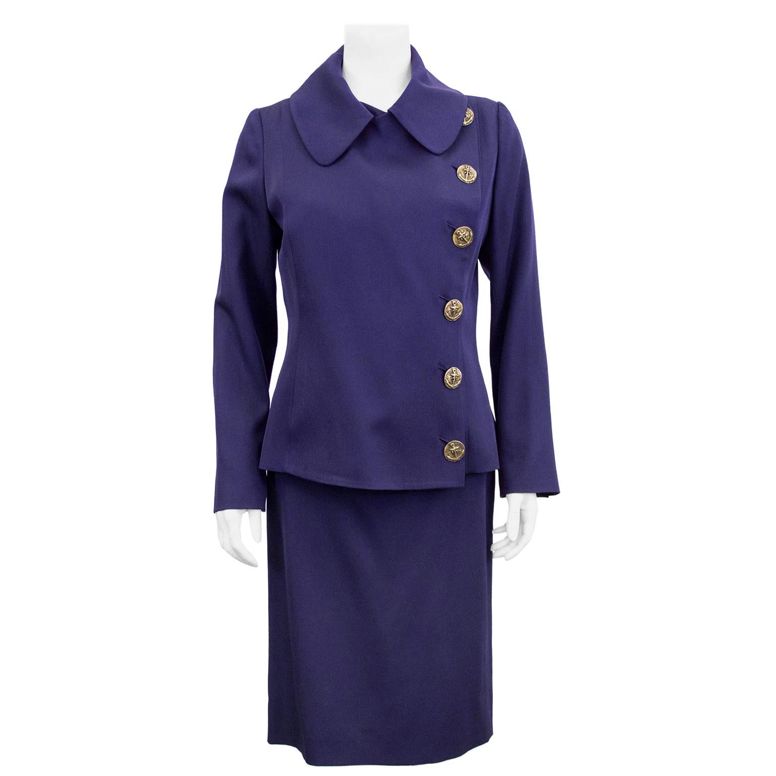 1990s Jean Paul Gaultier Deep Purple Skirt Suit  For Sale