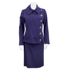 Retro 1990s Jean Paul Gaultier Deep Purple Skirt Suit 