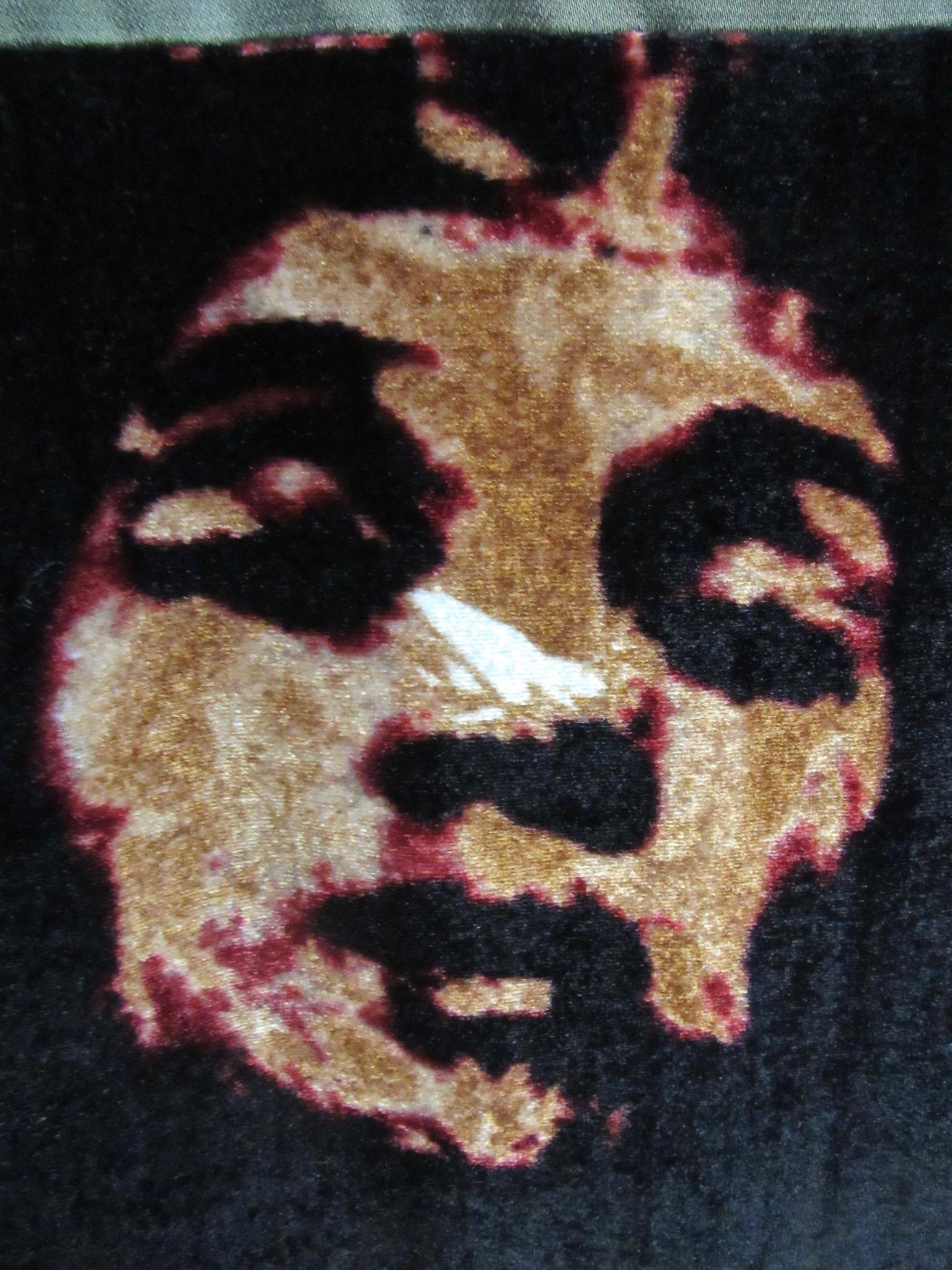 Women's 1990's Jean Paul Gaultier Face Block Print Long Sleeve Shift Dress 