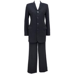1990s Jean Paul Gaultier Femme Charcoal Grey Pinstrip Pantsuit