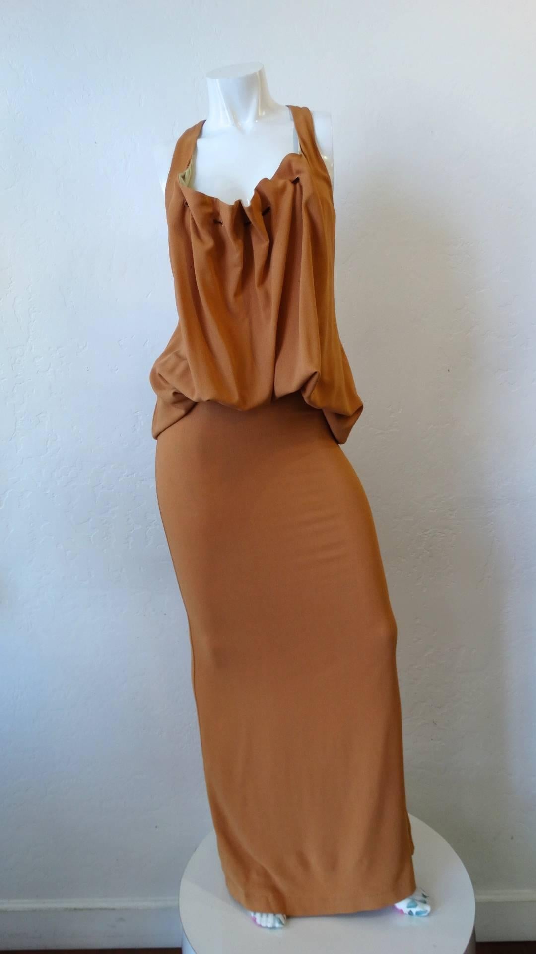 1990s Jean Paul Gaultier Femme Gathered Maxi Dress In Excellent Condition For Sale In Scottsdale, AZ
