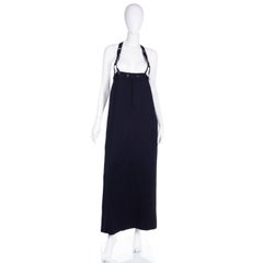 1990s Jean Paul Gaultier Femme High Waisted Long Black Skirt W Suspenders
