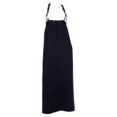 1990s Jean Paul Gaultier Femme High Waisted Long Black Skirt W Suspenders