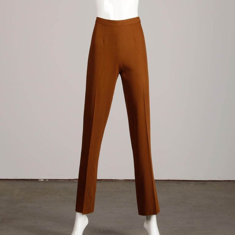 1990s Jean Paul Gaultier Femme Vintage Caramel Brown Wool Pants or