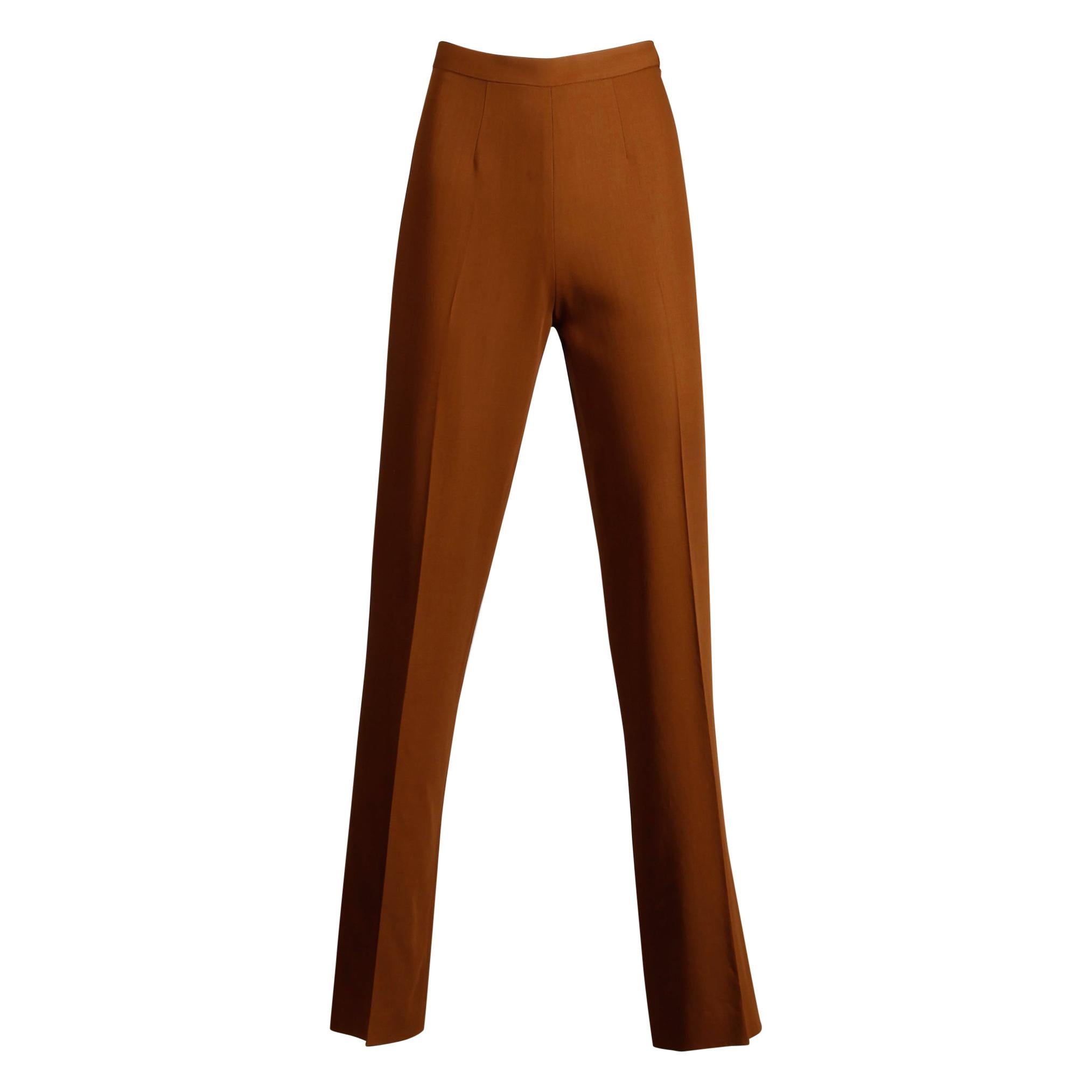 1990s Jean Paul Gaultier Femme Vintage Caramel Brown Wool Pants or Trousers