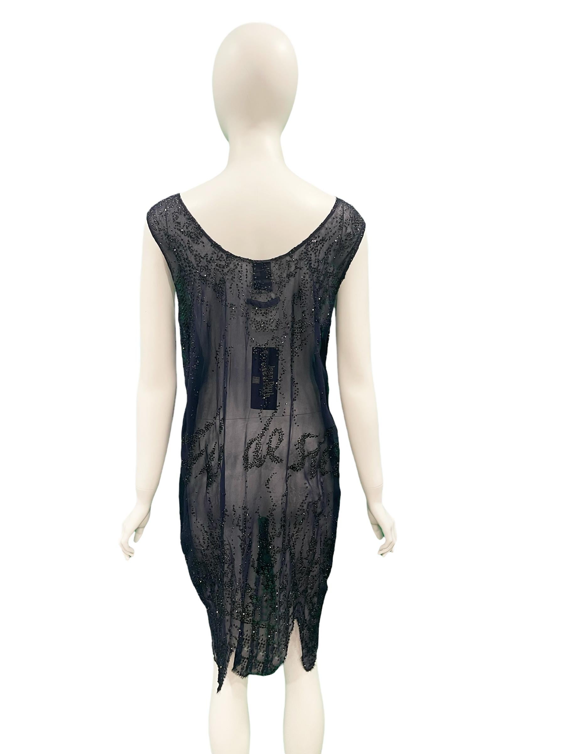 1990er Jean Paul Gaultier durchsichtiges Kleid im Flapper-Stil (Schwarz) im Angebot