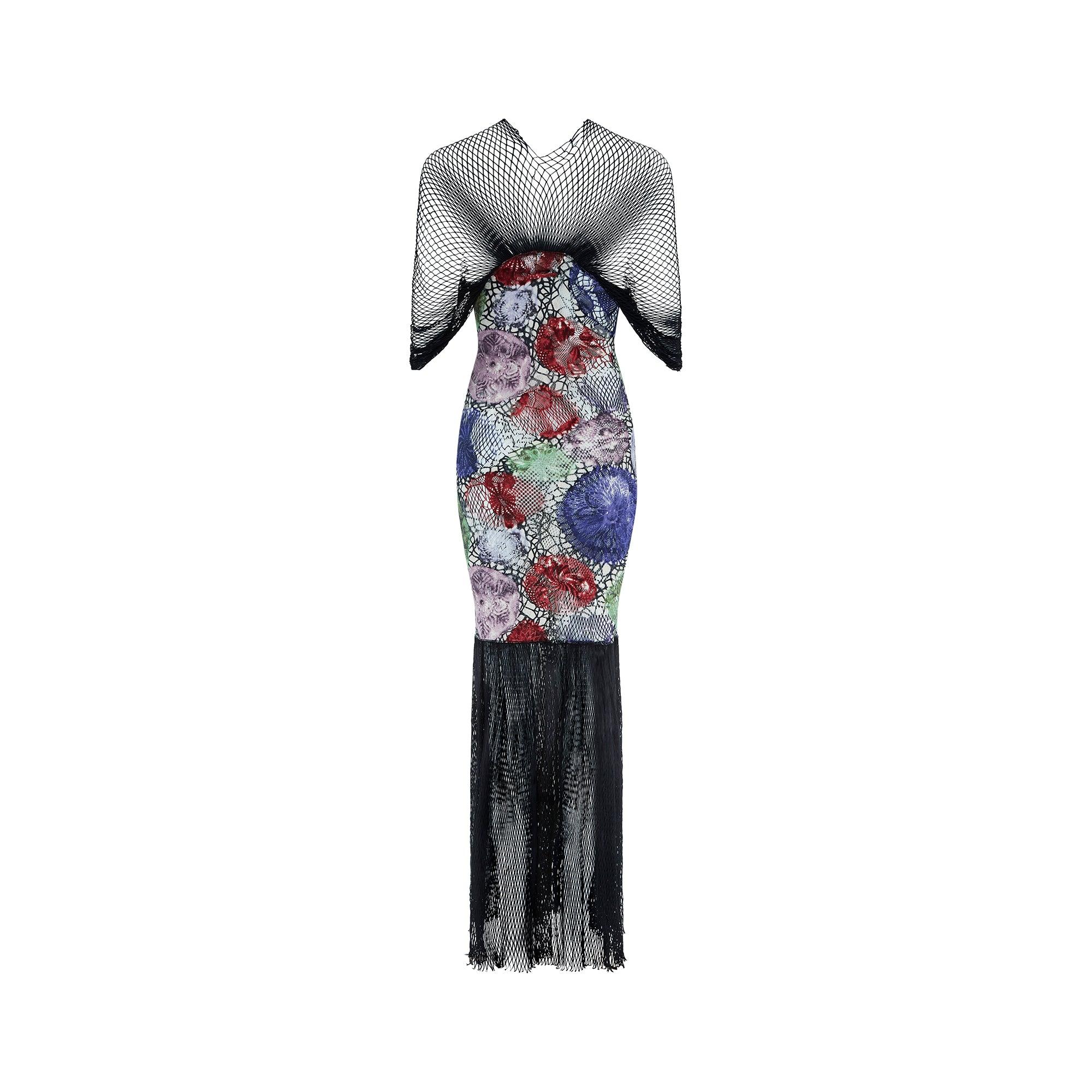 1990s Jean Paul Gaultier Floral Fisherman's Mesh Dress In Excellent Condition For Sale In London, GB