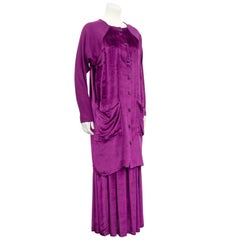 1990s Jean Paul Gaultier Fuschia Velvet  and Wool Jersey Ensemble