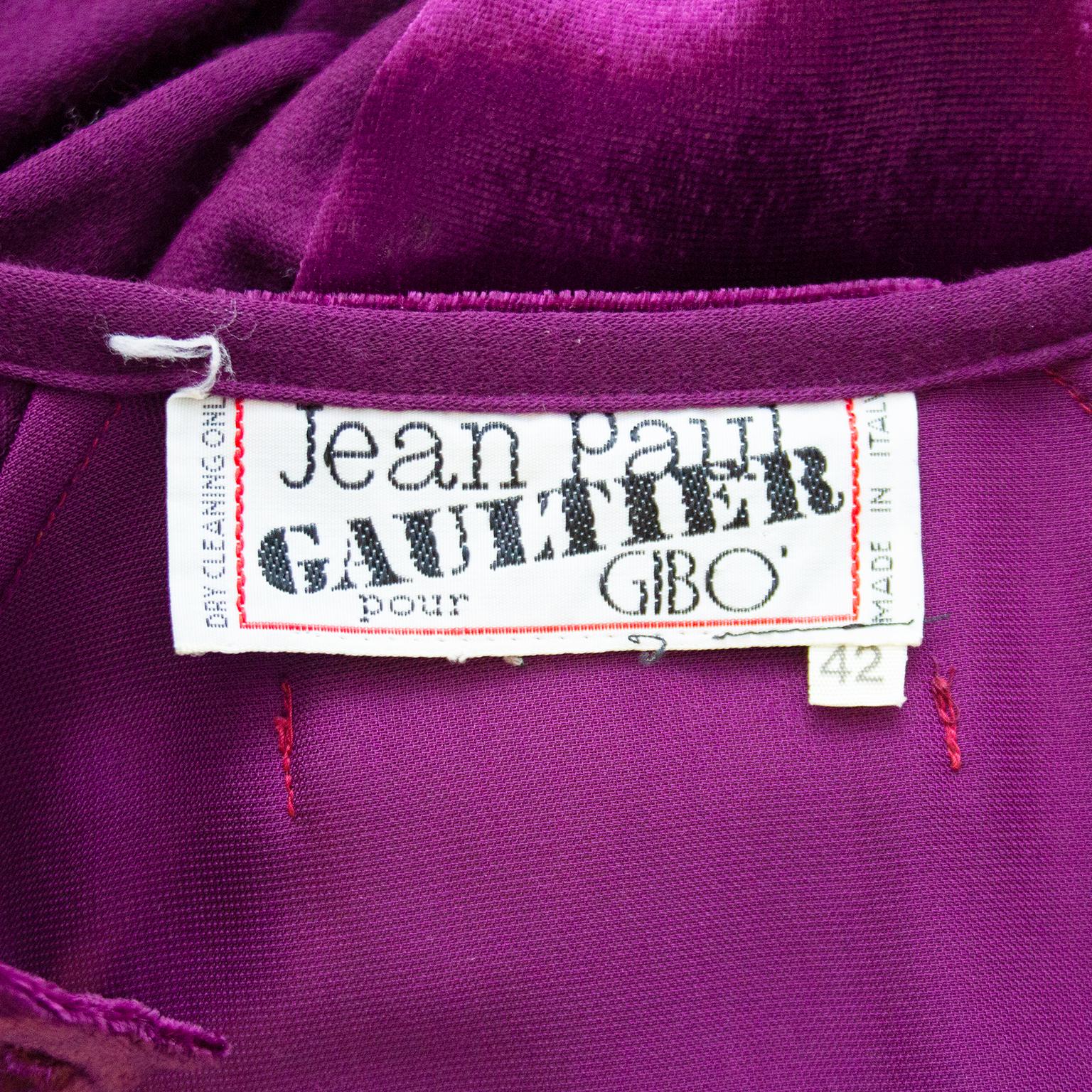 1990s Jean Paul Gaultier Fuschia Velvet  and Wool Jersey Ensemble  For Sale 1
