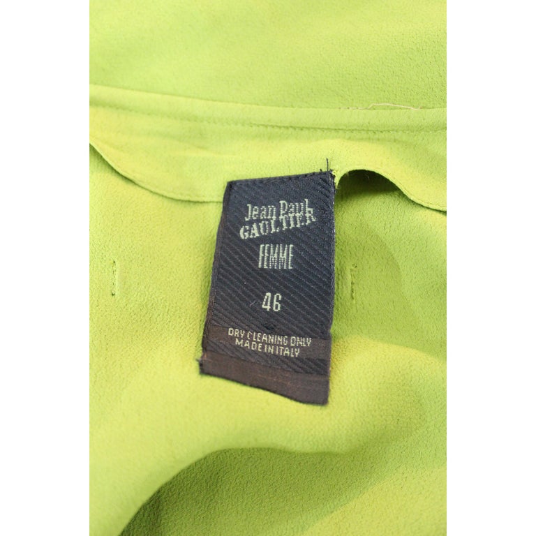 1990s Jean Paul Gaultier Green Fringe Silk Shirt Body at 1stDibs