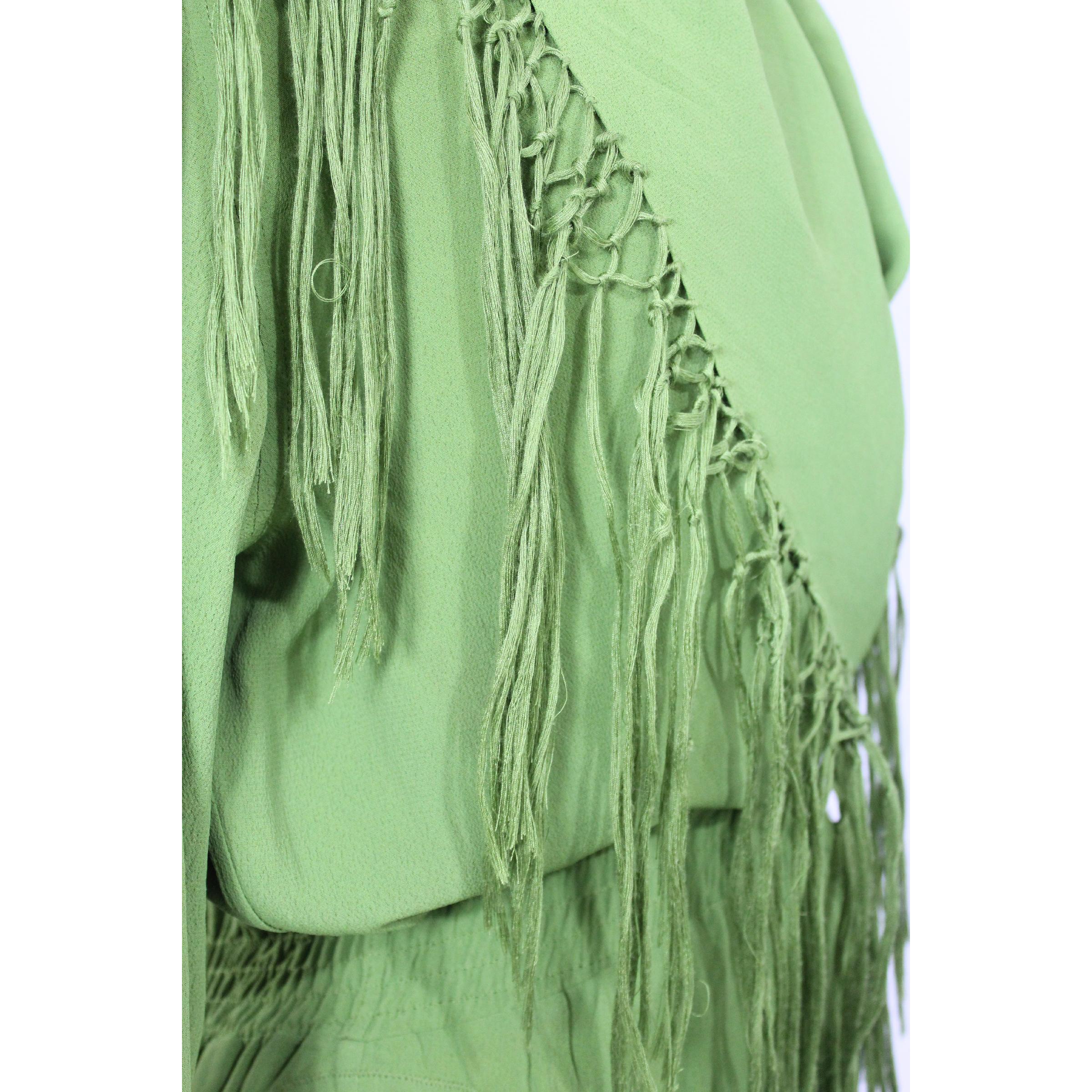 1990s Jean Paul Gaultier Green Fringe Silk Shirt Body 4