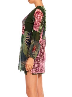 1990S Jean Paul Gaultier Green & Purple Nylon Blend Polka Dot Dress