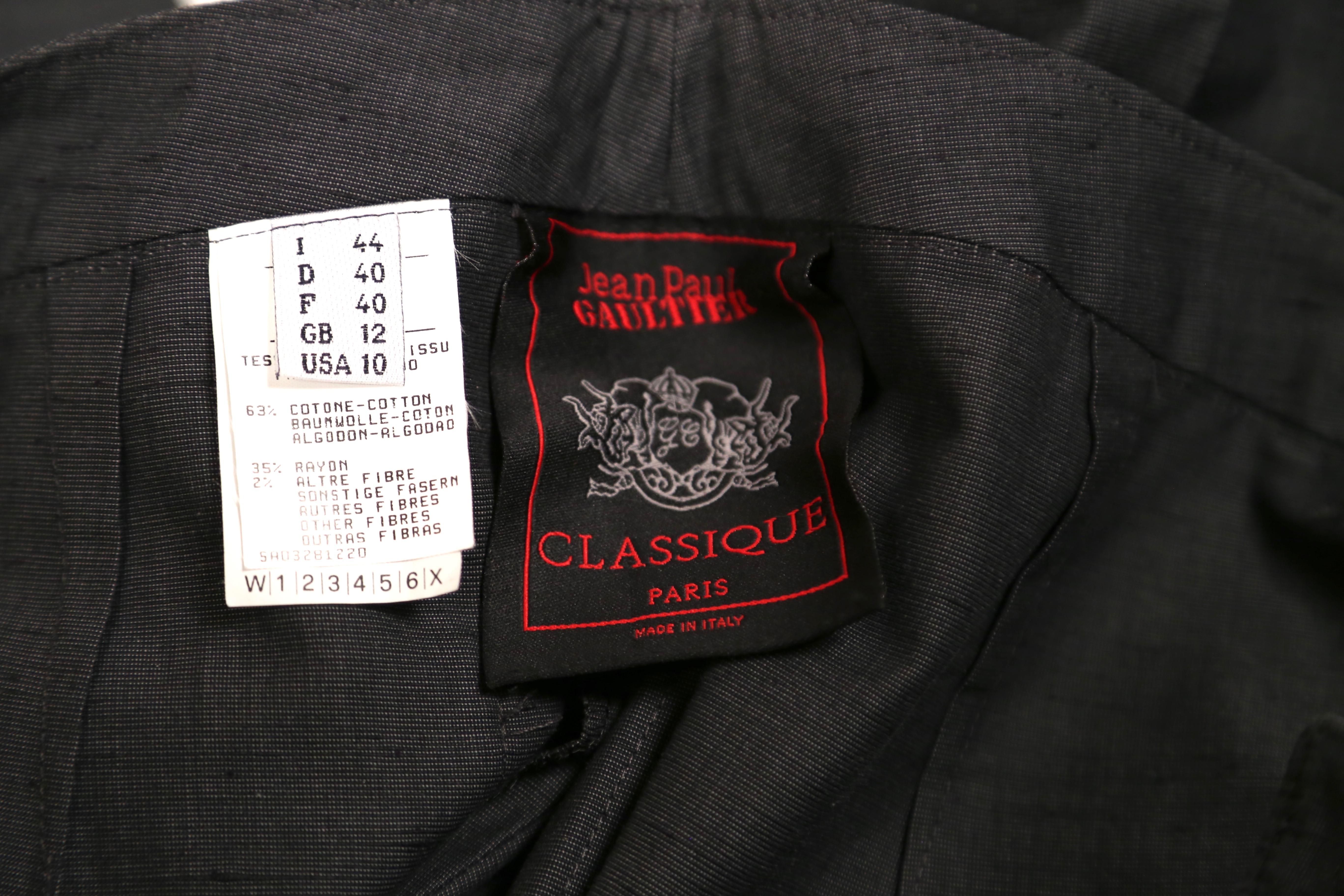 1990's JEAN PAUL GAULTIER grey suit with oversized safety pin and chain detail 2