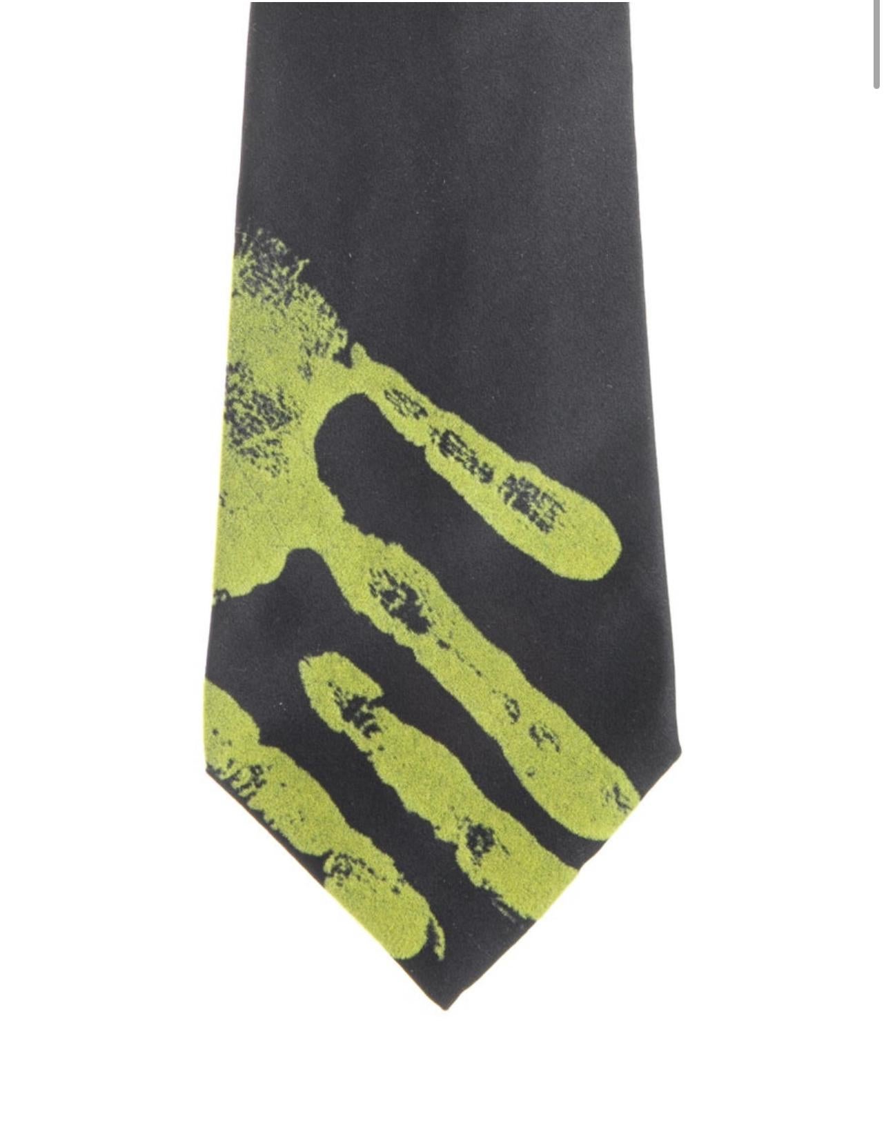 Noir Jean-Paul Gaultier - Cravate imprimée à la main, années 1990 