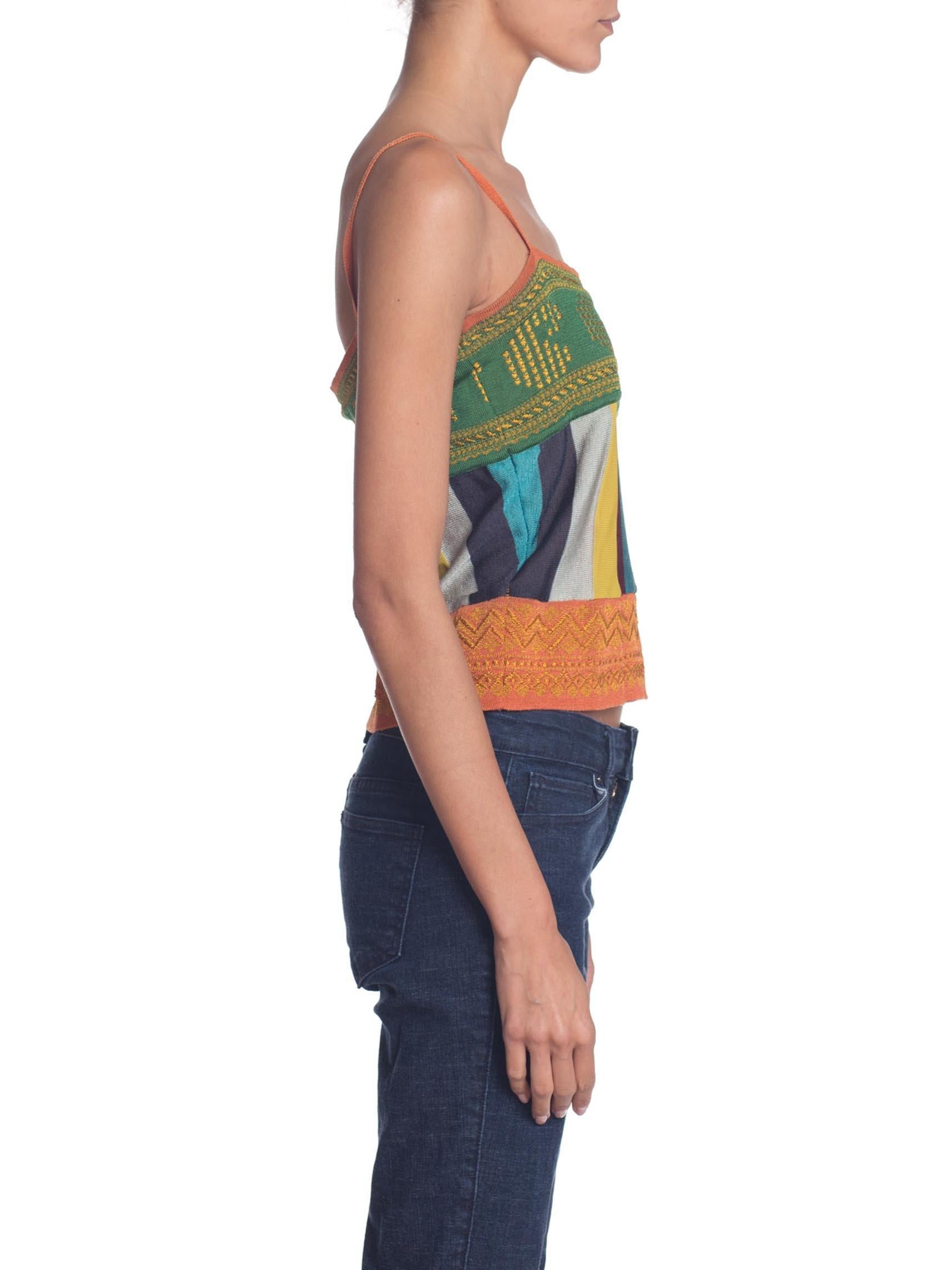 1990S JEAN PAUL GAULTIER Rayon Knit Indian Inspired Camisole In Excellent Condition In New York, NY
