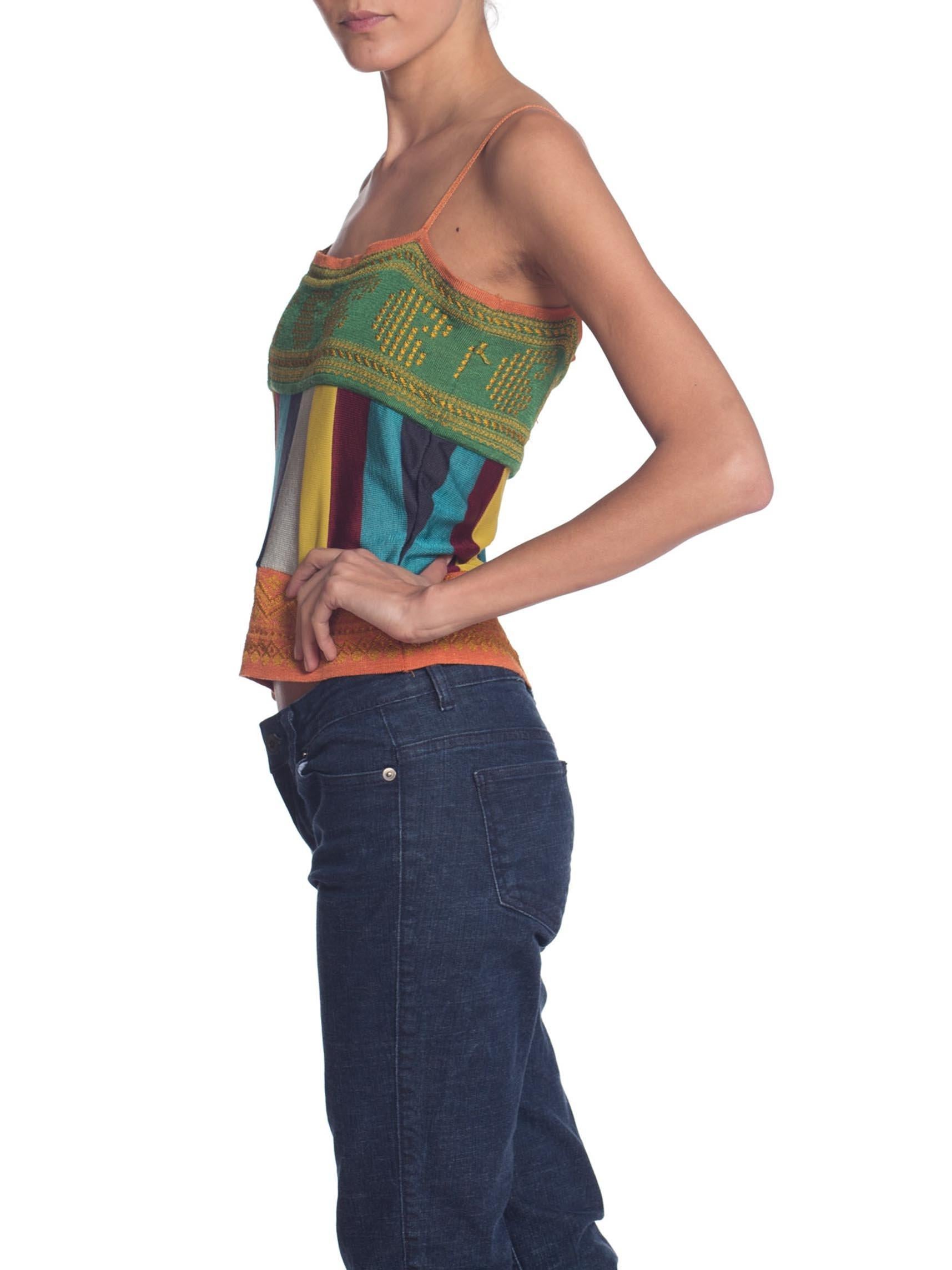 Women's 1990S JEAN PAUL GAULTIER Rayon Knit Indian Inspired Camisole