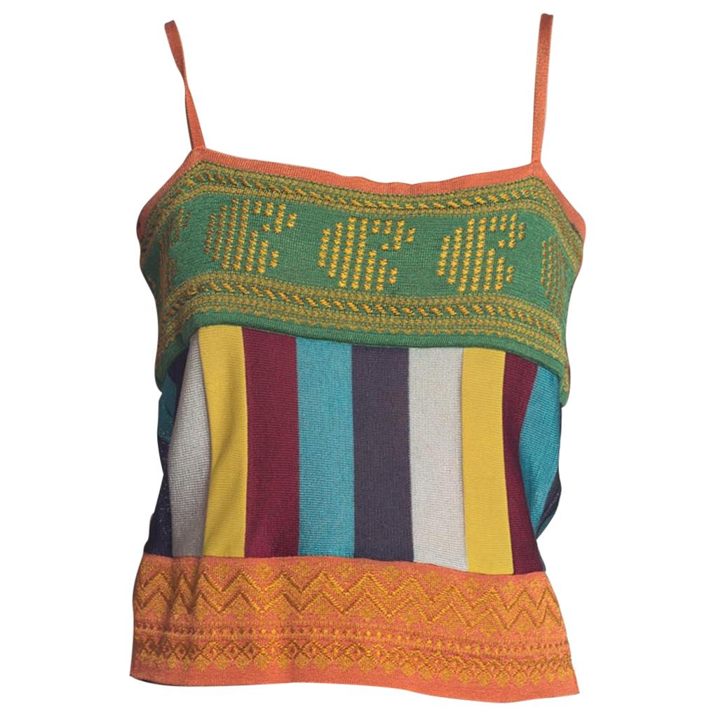 1990S JEAN PAUL GAULTIER Rayon Knit Indian Inspired Camisole