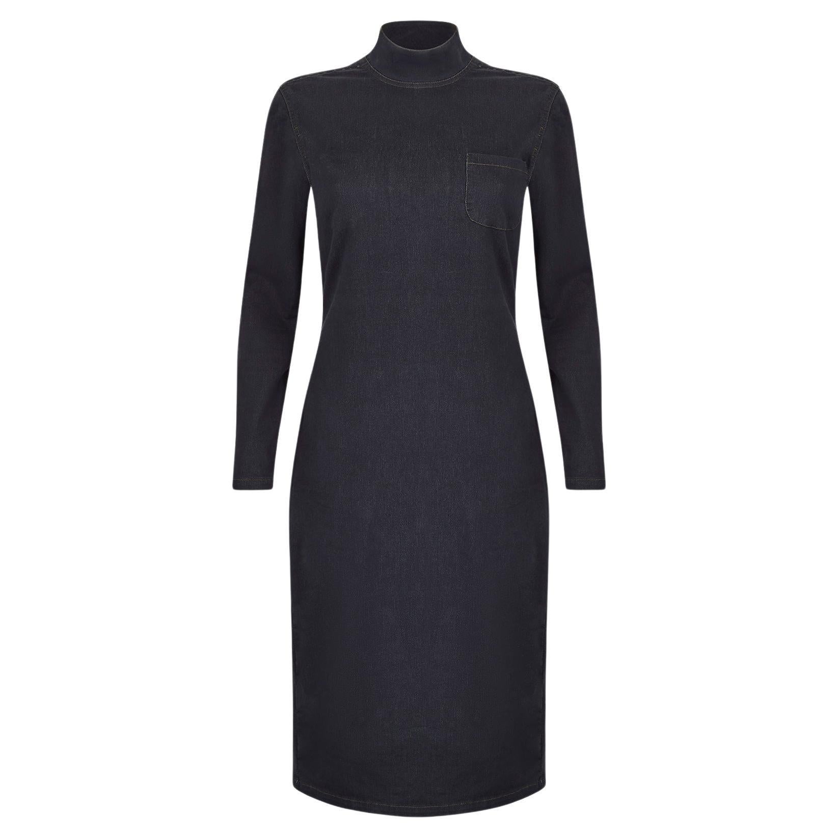 1990er Jean Paul Gaultier Jeans Stretch-Denim-Bodycon-Kleid im Angebot