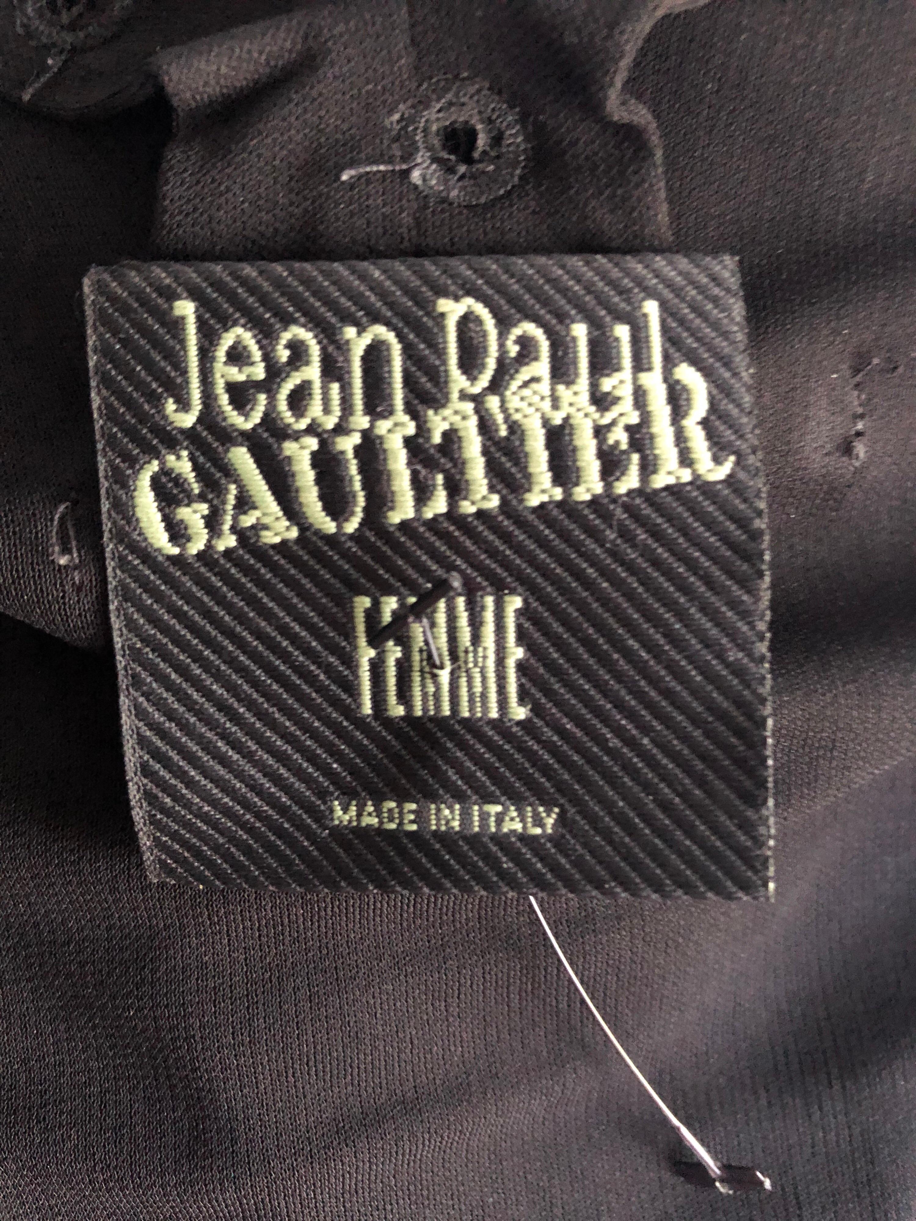  1990's Jean Paul Gaultier Knit Semi-Sheer Chain Embellished Black Dress 7