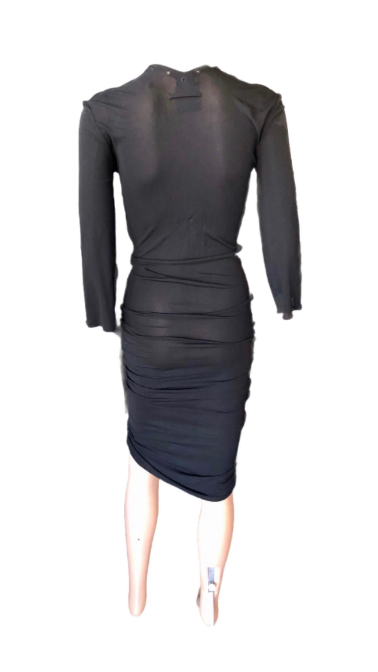  1990's Jean Paul Gaultier Knit Semi-Sheer Chain Embellished Black Dress For Sale 2