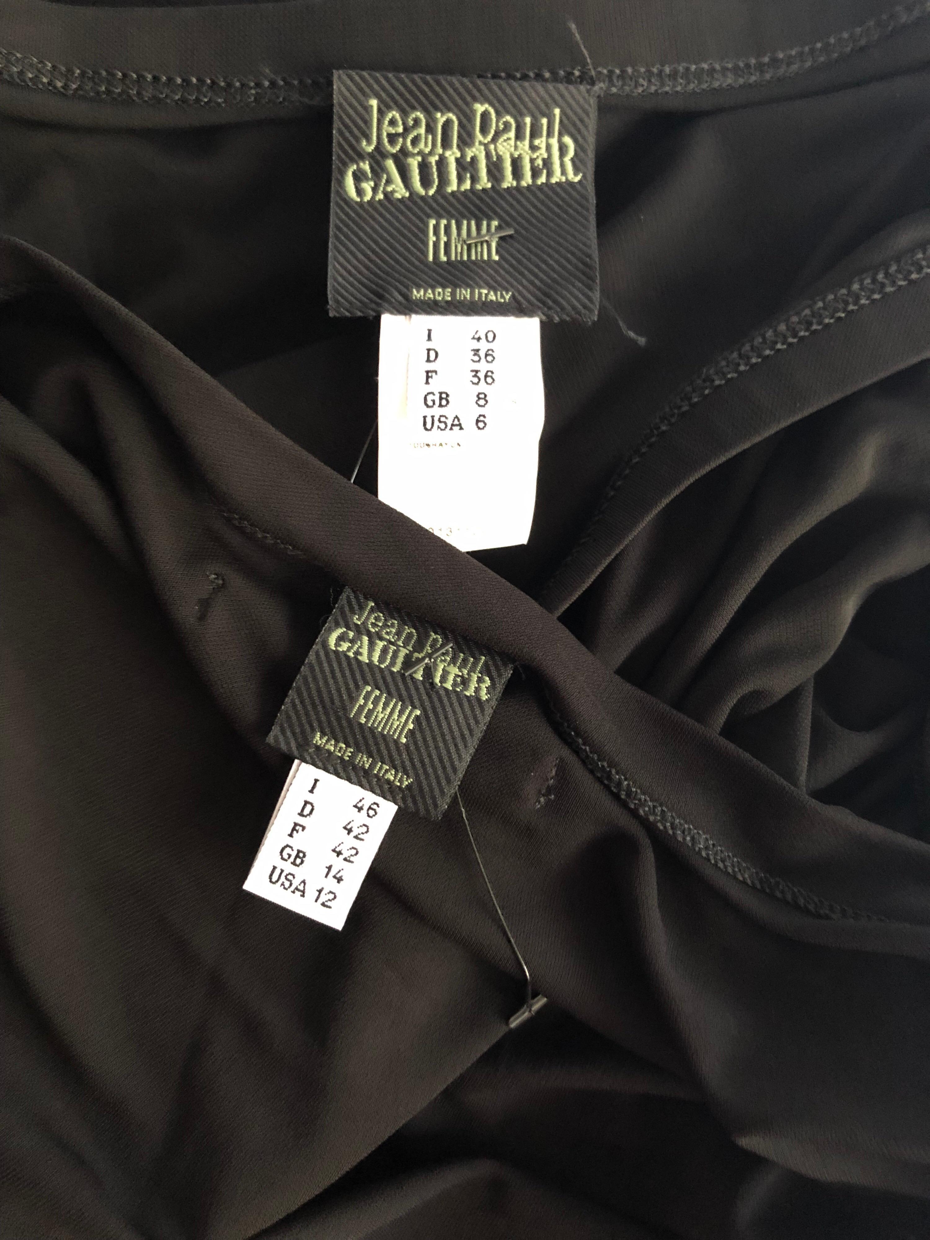 1990's Jean Paul Gaultier Knit Semi-Sheer Chain Lace Up Black Skirt Set ...