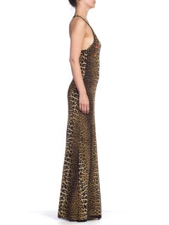 1990's Jean Paul Gaultier Leopard Print Maxi Dress With Floral Embroidery