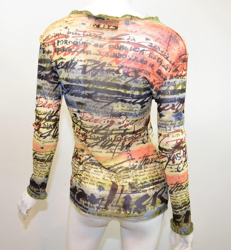 1990s Jean Paul Gaultier Mesh Graffitti Top For Sale at 